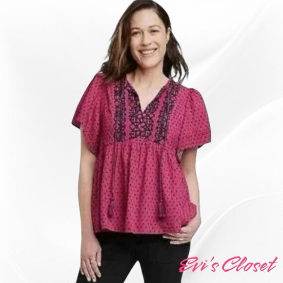 Knox Rose Blouse Shirt Top Women Magenta Bohemian Summer Sz M NWT - Picture 1 of 12